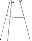 66" High Gallery Silver Aluminum Display Easel and Presentation Stand - Large Adjustable Height Portable Tripod, Holds 25 Lbs - Floor and Tabletop, Display Paintings, Signs, Posters