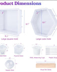 Large Resin Molds,Resin Flower Preservation Molds with Hexagon Square Large Epoxy Molds,Cube Sphere Pyramid Regular Silicone Molds for Resin,Wedding Bouquet Keepsakes,Bookend,Home Décor