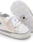 Unisex Baby Boys Girls High Top Sneaker Soft Anti-Slip Sole Newborn Infant First Walkers Canvas Denim Shoes