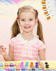 12 Sets(168 Pieces) Washable Paint Set, 12 Colors Water Paint with Brushes, Washable Paint Sets for Home, Classroom and Birthday or Art Party(24 Brushes)