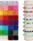 1960Pcs Pearl Beads 28 Colors with 200Pcs Letter Beads for Bracelets Making Multicolor Pearl Beads for Jewelry Making Necklace Earrings Crafting