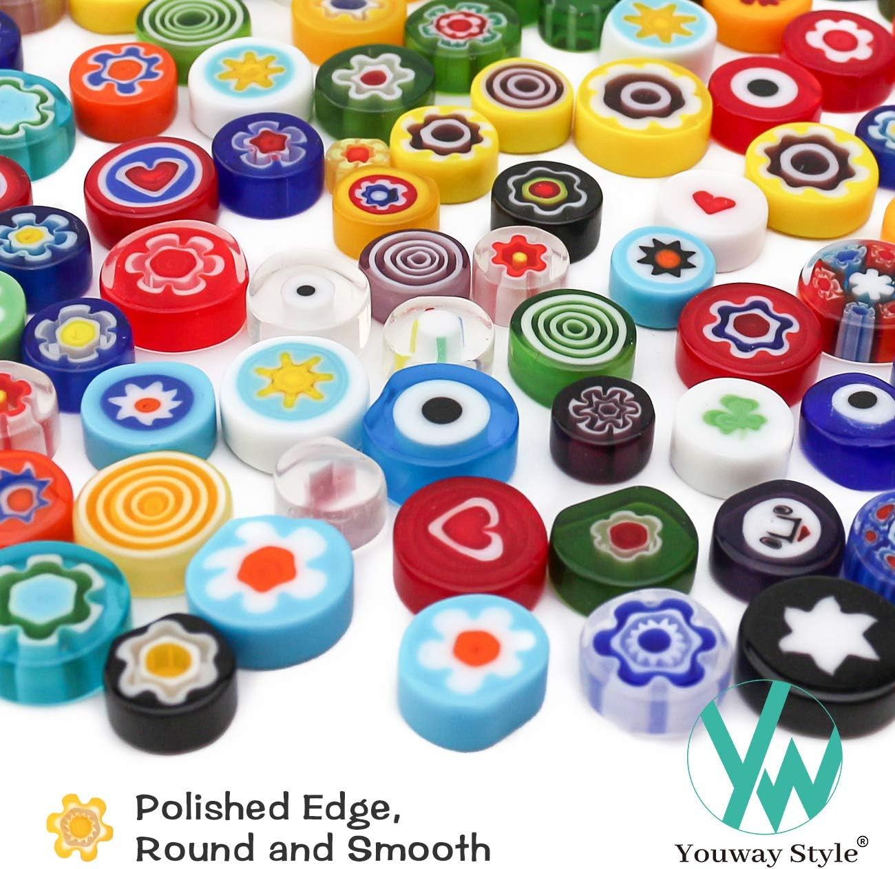 Millefiori Glass Mosaic Tiles for Crafts, Mosaic Glass Pieces,No-Hole Millefiori Glass Beads, Mosaic for Christmas Ornaments,Mosaic Jewelry