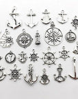 Nautical Charm Collection-50 Pcs Craft Supplies Nautical Ship Wheel Anchor Lig Charms Pendants for Crafting, Jewelry Findings Making Accessory for DIY Necklace Bracelet (M066)
