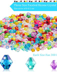 900 Pieces 3 Size Faceted Bicone Crystal Beads Bicone Mix Color DIY Craft Beads for Bracelet Necklace Earring Jewelry Making