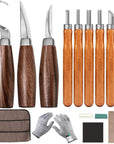 Wood Carving Tools Set, Wood Carving Hand Tools Kit with Hook Carving Knife Whittling Knife Detail Wood Carving Knife and 6Pcs SK2 Carbon Steel Wood Carving Knives for Woodwork