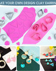 Polymer Clay Earrings Making Kit with 32Pcs Polymer Clay Cutters, 24Pcs Oven Bake Clay, 30 Set Earring Rings&Hooks, Modeling Clay Jewelry Making Kit for Teen Girls