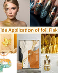 Gold Foil Flakes for Resin -15G, Jewelry Making, Imitation Gold Foil Flakes Metallic Leaf for Nails, Painting, Crafts, Slime and Resin Jewelry Making (Gold, Silver, Copper Colors)