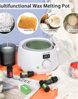 Wax Melter for Candle Making,Candle Melting Pot,Candle Wax Melter,Multifunctional Wax Melting Tool with LED Temperature Display (White)