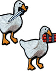 Funny Tactical Military Morale Hook and Loop Patches(2 Pcs), Cute Duck with Explosive Embroidered Patch Emblem, Cool Army Goose Meme Patch for Backpacks, Vest, Hat, Dog Harnesses