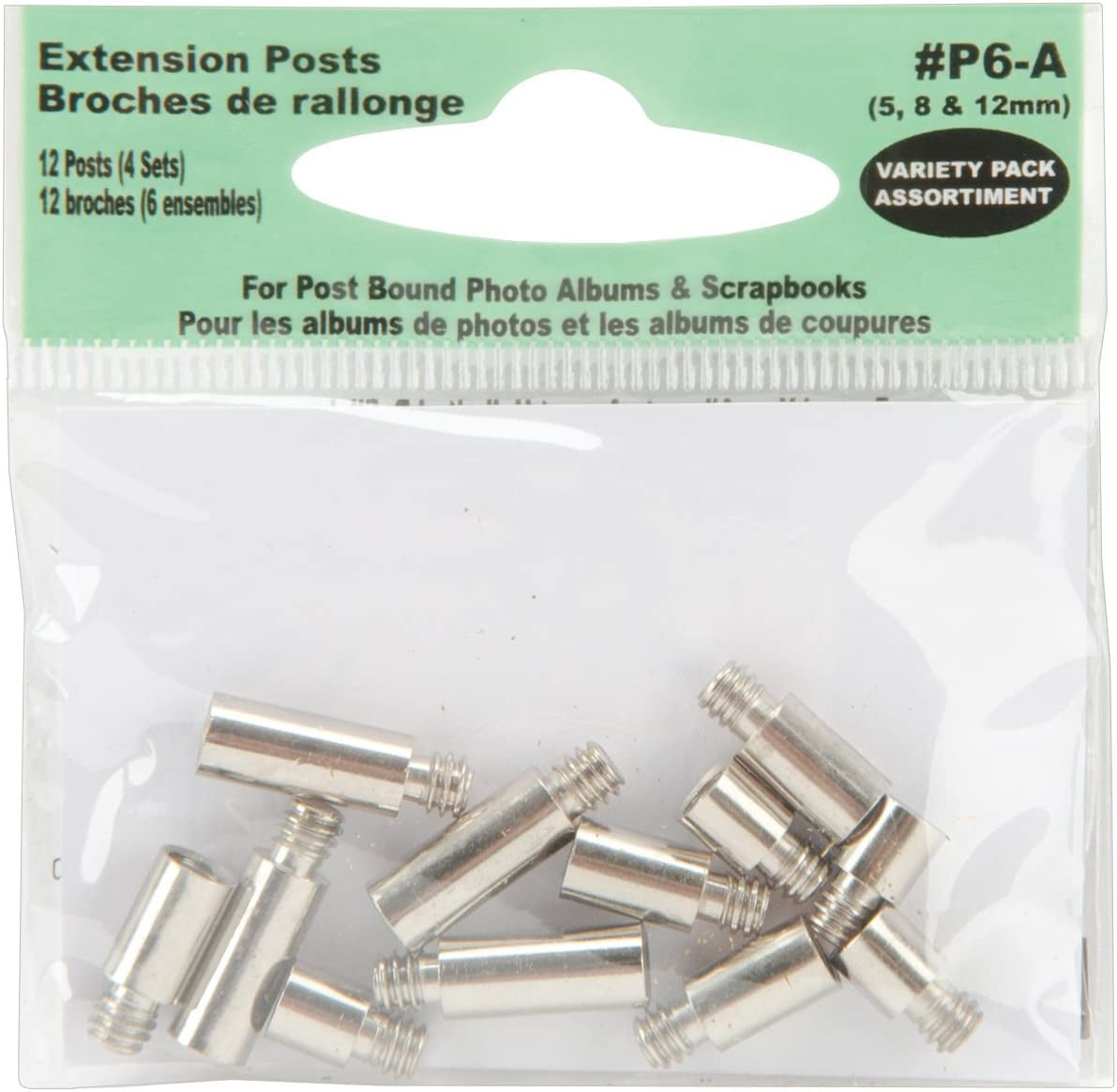 P6A Extra Variety Pack 5, 8, 12Mm Extension Posts (6 Sets) F/All Post Bound Albums