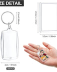 100 Pieces Clear Acrylic Photo Frame Keychain Photo Insert Keyrings Blank Rectangle DIY Keychain Picture Frame Keyring with Split Ring Suit for 1.3 X 1.8 Inches Photos