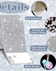 8 Rolls Rhinestone Ribbons, 8 Yard Silver Self Adhesive Rhinestone Ribbon, Bling Crystal Diamond Ribbon Roll Wrap Glittering Rhinestones Sticker for Decoration Car DIY Arts Crafts Wedding