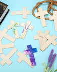 100 Pack Blank Wooden Cross Unfinished Cross Shaped Wood Cutouts for Crafts Wood Cross for DIY Projects Sunday School Church Home Decoration Ornaments, 11 X 7 Cm/ 4.3 X 2.8 Inches