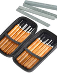 17Pack Small Wood Carving Set, 12Pcs Wood Carving Tools SK2 Carbon Steel + 4Pcs Whetstone + 1Pcs Storage Case for Beginners DIY Woodworking Sculpting Whittling with Safety Cap