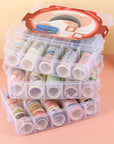 Washi Tape Box Organizer Storage,Divider Closet Container,With 30 Adjustable Compartments,Clear,Masking Tape Desktop Tape DIY Sticker Roll Tape Cutter Holder Storage,Finger Safty Dispenser