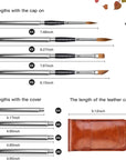 Sable Travel Watercolor Brushes, 4Pcs Kolinsky Sable Watercolor Travel Brushes with Leather Pouch - Fine Point Rounds Dagger Flat for Watercolor Gouache Ink Painting