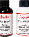 Brand Acrylic Leather Paint Waterproof 4Oz - Flat Black & Flat White Duo