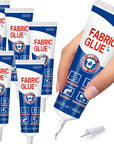 5 X 60ML Fabric Glue for Clothing Permanent Washable, Anti-Fray Check, Clear Liquid Stitch Fabric Adhesive, Super No-Sew Fusion Glue for All Patches, 24 Hours Dry and Waterproof