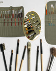 2 Sets Paint Brush Holder, 22 Slots Paint Brush Storage for Acrylic Oil Watercolor Gouache Artist Paint Brush Roll Canvas Pouch, Holds 100 Brushes