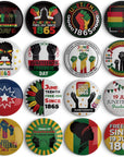 48Pcs Juneteenth Buttons, 4.4Cm (1.73 Inch), Happy Juneteenth Badges Pins Bulk, Freedom Day June 19Th 1865 Party Favors Supplies Bag Stuffers Fillers, Black African American Juneteenth Gifts