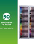 Cray-Pas Expressionist Oil Pastel Set - Soft Oil Pastels for Artists - 50 Sticks