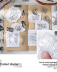 6 Sheets Clear Stamp Silicone Stamp Cards with Greeting Words, Flowers, Leaves, Butterflies, and Moons Pattern for Thanksgiving Christmas Holiday Card Making and DIY Scrapbooking Journaling