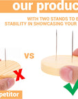 Artisan Wooden Doll Stand for Mini Crochet Dolls -1.87X1.75Inch, Dual-Needle Support, Wood Display Stand, Action Figure Stand, Perfect for Displaying, Ideal for Doll Enthusiasts