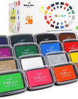 Large Finger Ink Pads for Kids Washable Craft Ink Stamp Pads, 16 Color DIY for Rubber Stamps, Paper, Scrapbooking, Wood Fabric, Best Gift for Kids(3.27"X4.39")