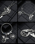 Halloween Charm Collections Antique Pendant Silver Gothic Skeleton Charms Halloween Christmas Jewelry Crafting Supplies Dragon Goth Skull Beads for DIY Bracelet