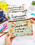 4 Pieces Inspirational Bible Verse Pencil Pouch Christian Pencil Case Scripture Canvas Makeup Bags for Students Office Journaling Supplies (Bible Verse Pattern,8.7 X 5.5 Inch)