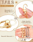 8 Pcs Purse Chain Strap Extender 16 Pcs Studs Rivets D Ring for Purse 7.9 Inch Flat Chain with Post Head Buttons Accessories with Hole Punch for DIY Wallet Handbags Tumblers Craft, 4 Colors