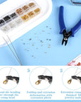 2440 Pcs Crimp Beads for Jewelry Making, 4 Colors Crimp Tube Beads with Crimping Pliers Tweezers Kit for DIY Earring Necklace Bracelet Making