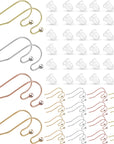 220 Pieces French Earring Hooks Ear Wire Ball Dots in Silver with 220 Pieces Clear Earring Backs Kit for Jewelry Making Bag Gift (Gold,Silver,Rose Gold,Bronze)