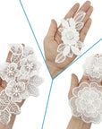 12 Pieces Flower Lace Embroidered Applique 3D Floral Sew on Patches for Clothes Repairing Decorating Wedding Dress DIY Sewing Craft (White)