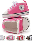 Unisex Baby Boys Girls High Top Sneaker Soft Anti-Slip Sole Newborn Infant First Walkers Canvas Denim Shoes