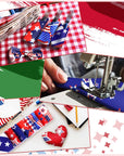 40 Pcs 4Th of July Fabric 2.6 X 40 American Flag Precut Fabric Strips for Quilting Red White and Blue Roll up Patchwork Fabric for Independence Day DIY Sewing Handmade, 8 Styles