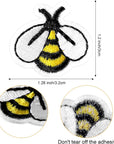 60 Pieces Bee Embroidered Patches Bee Shape Patches Iron on Cute Applique Patches for Bags, Jackets, Jeans, Hats, Clothes DIY Decoration Patches
