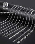 Necklace Chains for Jewelry Making, 78.7 Feet 10 Rolls 304 Stainless Steel Jewelry Chains for DIY Necklace Bracelet Jewelry Making with Stainless Steel Jump Rings/Lobster Clasps/Connectors
