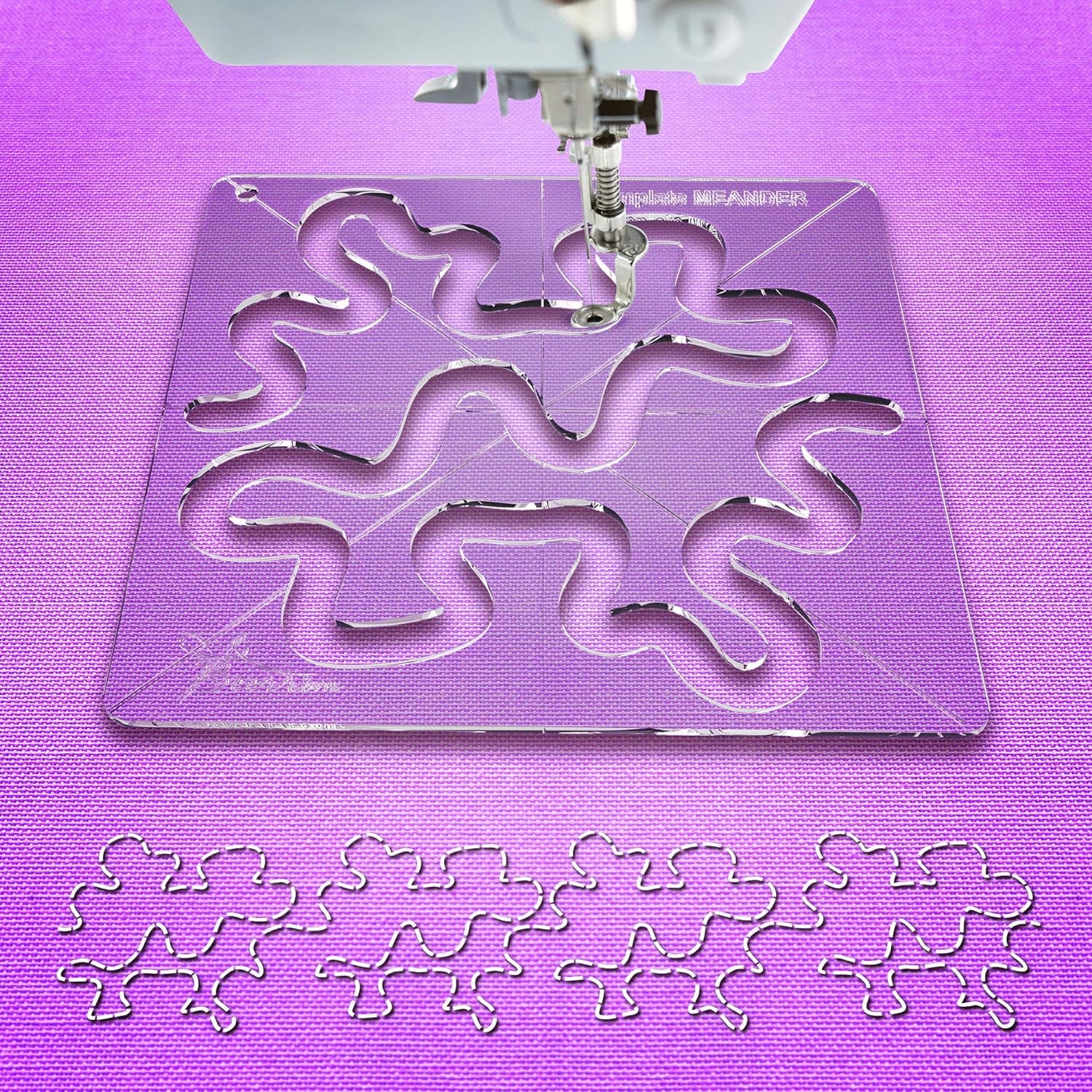 Meander Quilting Templates – Free-Motion Quilt Design – Acrylic Quilting Ruler Template for Industrial and Domestic Sewing Machines – Easy Free-Motion Quilting Learning
