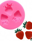 3Pcs/Set Strawberry Fondant Gumpaste Mold Silicone Chocolate Candy Mold for Cupcake Cake Decoration Handmade Soap Embeds Polymer Clay Resin Mold