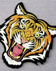 the Roaring Bengal Striped Tiger Embroidered Badge Iron on Sew on Patch