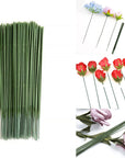100 Pcs Plastic Floral Stem 6.69 Inch/17Cm, Artificial Flower Rod Flower Stem Wire Making Accessories, DIY Crafts Bouquet Stem Flower Arrangements Decor Supplies (Green - 17 Cm)