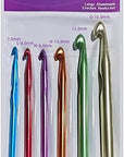 Large Aluminum Crochet Hooks Set 7Mm, 8Mm, 9Mm,10Mm, 12Mm, 15Mm, Big Standard Size Crochet Hooks