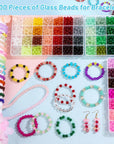 2100 Pieces 8Mm round Glass Beads for Bracelets, 84 Colors Crystal Glass Beads for Jewelry Making and DIY Crafts