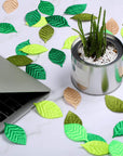 150 Pieces Fake Fabric Leaves Mixed Artificial Leaves for Scrapbook, Craft Project, Wedding, Party Decoration (Green Series)