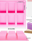 4 Pack Silicone Soap Molds,Rectangle Soap Mold,6 Cavities Silicone Molds for Craft Soap Making,Cake Chocolate Mold,With 100Pcs 3.5X5 Inches Bags