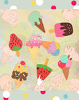 40 Pieces Unfinished Summer Ice Cream Wooden Cutouts, 8 Styles Ice Cream Wood Slices Unfinished Wood Cutouts Blank Wooden Paint Crafts for Kids Birthday Painting, Summer DIY Crafts Home Decoration