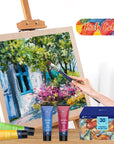 Acrylic Paint Set 30 Colors Craft Paints in Tubes with 10 Art Brushes Rich Pigment for Artists Beginners Kids Painting on Canvas Wood Fabric Crafts, 36Ml/Tube