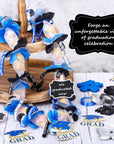 12 Sets 2024 Graduation Candy Lei Making Kit Candy Lei Tubing Include Mesh Poly Tubing 197 Yard Gift Ribbon Grad Petal Clip Mini Chalkboards Grad Cap Card for Crafts Graduation Party Gift, Blue