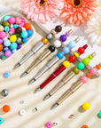 300 Pieces Focal Beads for Pens, 12Mm Silicone Lentil Beads, 15Mm Silicone round Beads and 8Mm Rhinestone Spacer Beads for Beadable Pen, Keychain Making and Jewelry Making